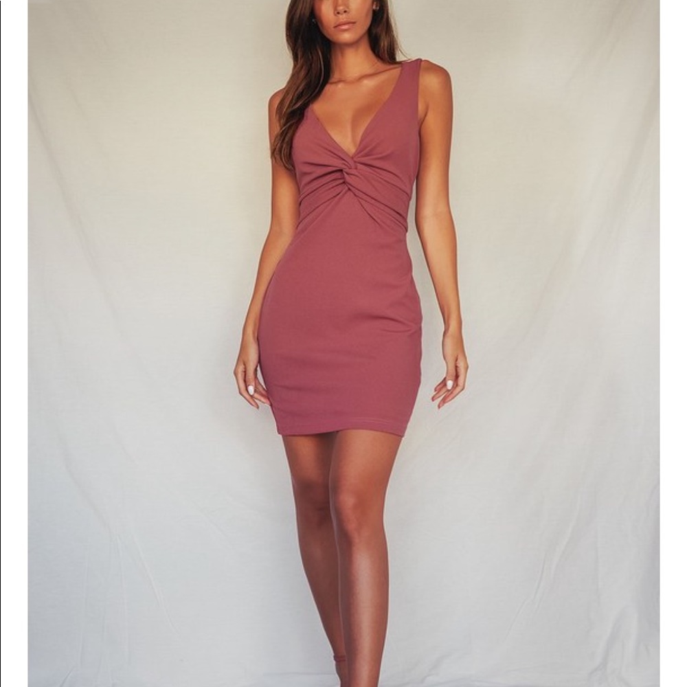 Must Be a Twist of Fate Rusty Rose Bodycon Mini Dr